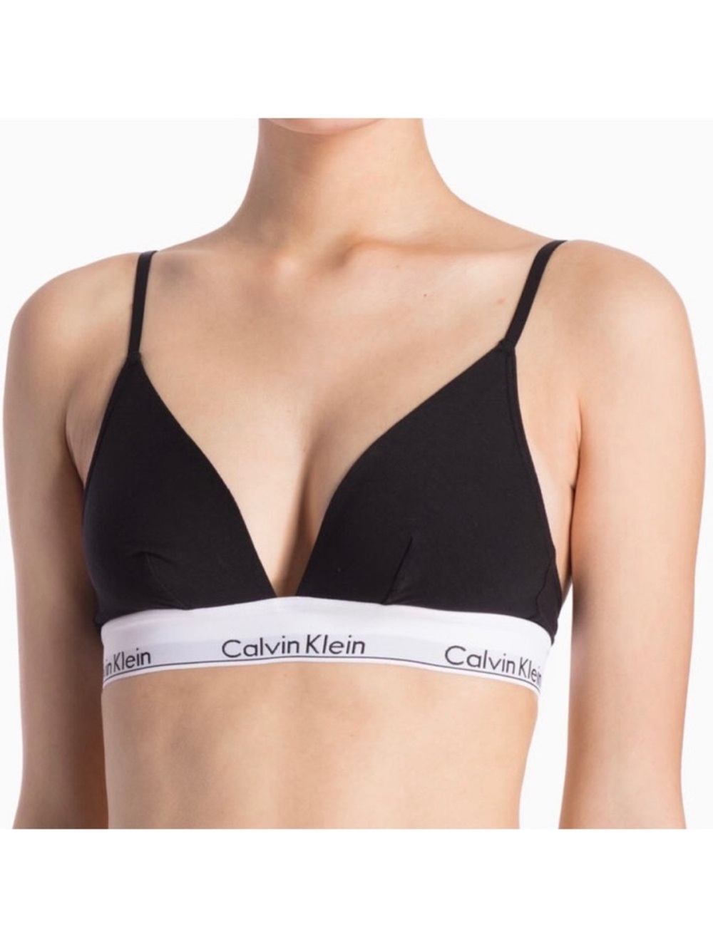 Calvin Klein Black Triangle Bralette with Logo Band